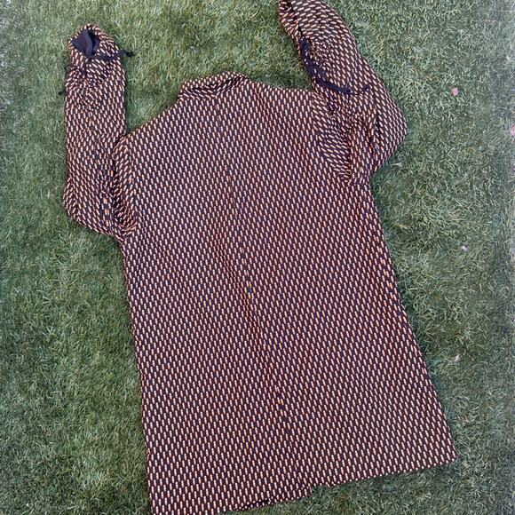 MNG Mango Geometric Print Single Button Satin Long Line Quarter Sleeve Blazer M - Picture 9 of 10